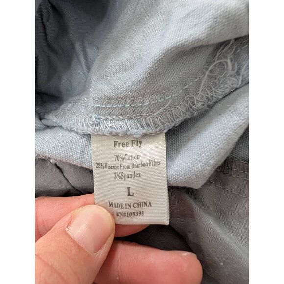 Free Fly Stretch Canvas Shorts men's large light blue pull‎ on elastic waist - Picture 6 of 7